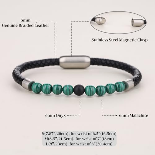 Pulsera de Cuero Genuine con Piedras para Hombre miniatura 4