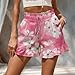 domirica Dressy Pink Comfortable Shorts for Women with Pocket Ruffle Boho Trendy Breathable Loose Shorts for Women High Waisted Drawstring Summer Fashion Street Wear 2025,S