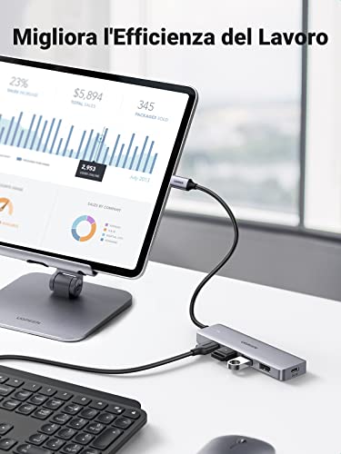 Hub USB C 4 Porte 5Gbps Dongle Adattatore Type C OTG Per iPhone 17 Pro Max Air, MacBook Pro Air M3 M2 M1, Galaxy S24 Ultra, Surface (15cm) - Hub USB - Immagine 5