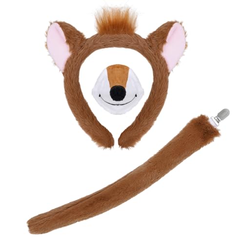 Pistha Chipmunk Costume Accessory Set Chipmunk Ears Nose and Tail Animal Dress Up Accessories for Halloween