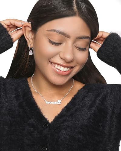 Image of Hello Kitty Womens Hoop Earrings - Sterling Silver and Enamel Hello Kitty