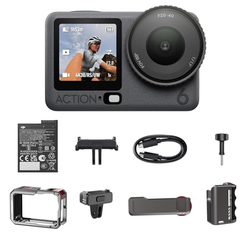 DJI Osmo Action 6 Essential Combo�A�X�g���[�g�t�H�g�n���h���L�b�g�t���A1/1.1�C���`�X�N�G�A�Z���T�[�t���A�N�V�����J�����Af/2.0~f/4.0�̉ύi��l�A�A�N�V�����J����8K�A����g�p�ɍœK
