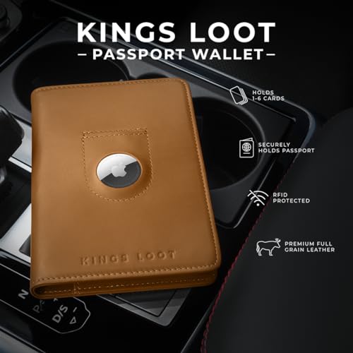 مراجعة: محفظة جواز سفر Kings Loot — جلدية مانعة للـRFID بحامل AirTag نحيفة وأنيقة تحمل 1–6 بطاقات (لون كونياك) - الصورة 2