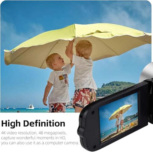Yosoo Health Gear Videokamera Camcorder, 4K 48 MP DV Handkamera, 2,7-Zoll TFT drehbarer Bildschirm, 16 facher Digitalzoom Videokamera mit USB Kabel, Kompakter Camcorder (Black) – Bild 4