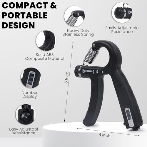 Image of LEAFED Resistance Band with Double Toning Tube with Adjustable Hand Gripper (5-60kg) for Workout Combo Set | Grip Strength Trainer for Wrist, Forearm & Hands, Muscle Toning, Home Fitness & Full Body Workouts