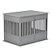 New Age Pet ECOFLEX Horizon Dog Crate & End Table, Modern Slatted Indoor Dog Kennel for Medium, Large & XL Dogs, Durable Composite, Grey, Large
