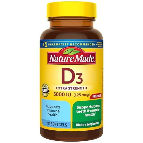 Nature Made Vitamin D3 5000 IU (125 mcg) Softgels...