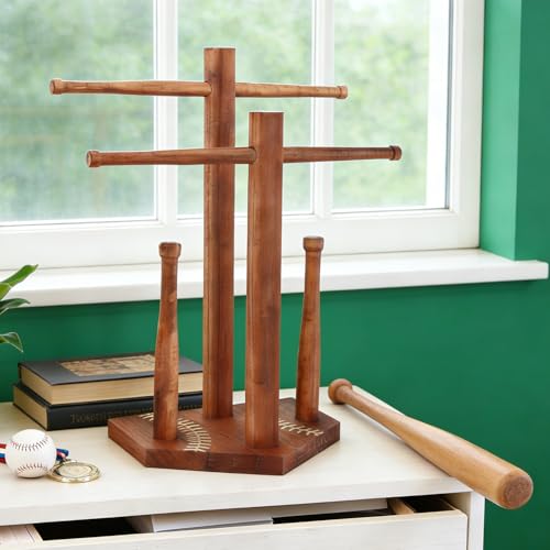 Baseball Ring and Necklace Holder, Wooden Two-Layer Baseball or Softball Drip Necklace Organizer Frame Championship Ring Display Holder Sports Stuff Gift Accessory for Players Coaches Lovers Fans