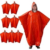 King Mills Plus Size Emergency Poncho, Mylar Poncho with Hood, Ideal Use as Emergency Blanket for Car, Mylar Emergency Blanket in Camping, Hiking, and Outdoor Activities, 8PK
