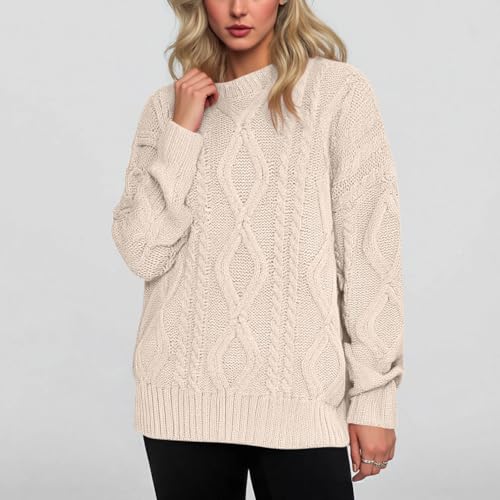 Sweaters for Women Fall Winter Oversized Long Sleeve Mock Neck Lightweight Chunky Cable Knit Pullover Sweater Jumper Top2