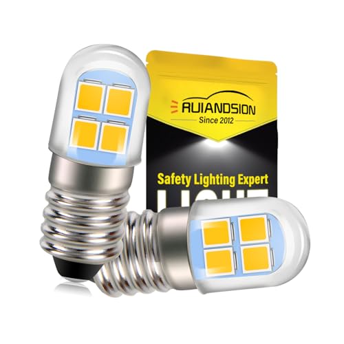Ruiandsion Lot de 2 ampoules LED E10 4,5 V - 6 V - Culot à vis E10 - Ampoules LED 2835 8SMD - Jaunes - Mise à niveau pour lampes frontales, lampes torches, lampes de poche