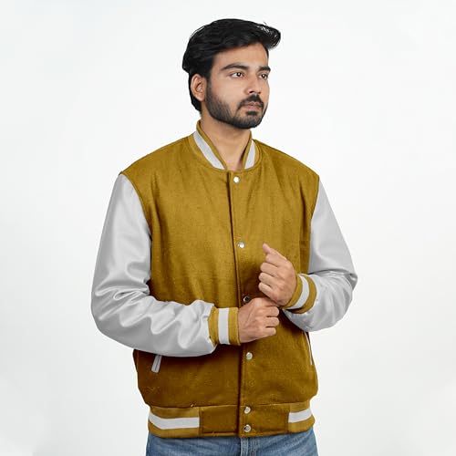Image of Men's Fashion Varsity Jacket Causal Slim Fit Wool Letterman Baseball Bomber Jackets