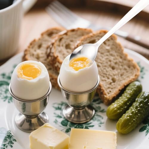 Miniatura 6 de Juego De 6 Cucharas Para Huevos De Acero Inoxidable, Perfectas Para Huevos Duros Y Desayunos