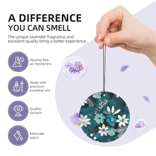 Hojas aromáticas para auto motivo floral gris y blanco miniatura 5