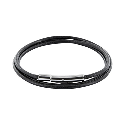 Auroris Echtleder Kette 2mm Farbe: schwarz mit Hebeldruckverschluss aus Edelstahl - Länge: 50cm