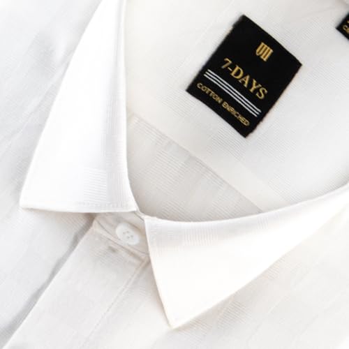 Image of 7-DAYS Premium Men's Formal Shirts - Cotton Rich, Textured Self-Design, Full Sleeve, Regular Fit, Wrinkle Resistant, with Pocket - Perfect for Office