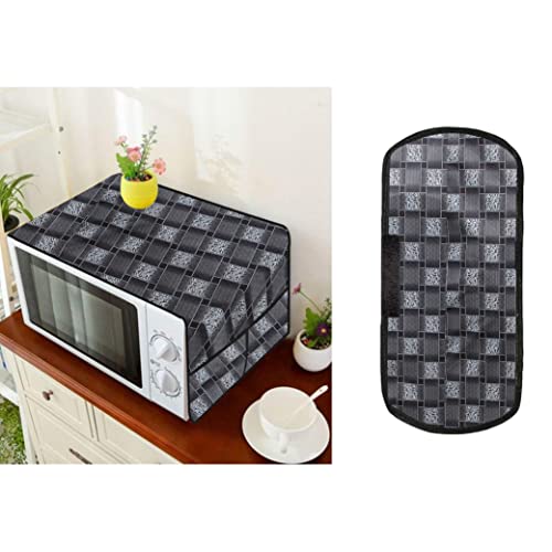 Image of Wings Star Oven Top Cover for LG 21 Litre Convection Microwave Oven MC2146BL Black - Microwave Top Cover with 4 Utility Pockets and 1 Oven Handle Cover KUM42