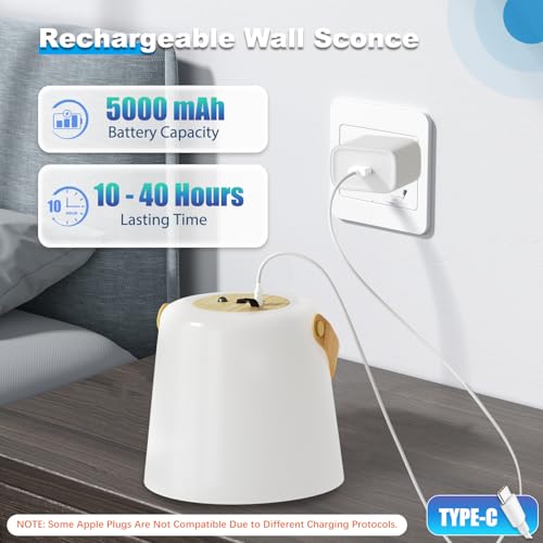 Lámpara de pared inalámbrica TACAHE ideal para cámper con batería de 5000 mAh 3