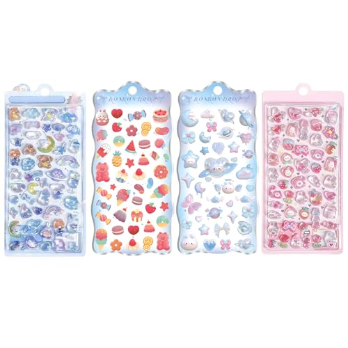 BDEPSTR Ensemble Stickers 3D Autocollants C (4 Feuilles) | Gommettes Ludiques pour Enfants |...