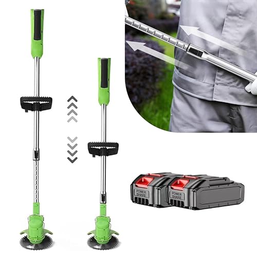 Decespugliatore A Batteria Per Prato Da 12 V Con 2 Batterie - Decespugliatore Da Giardino Senza Fili Regolabile In Altezza, Coltelli In Acciaio E Plastica, Leggero Per Prati E Sconto - 2