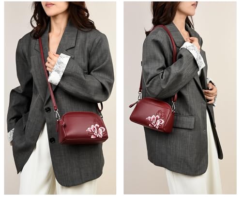 Women's Crossbody Bag With Peony Embroidery-Adjustable Shoulder Purse, Lightweight Satchel Handbag.2