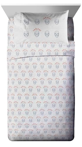 Image of Marvel Spiderman Twin Comforter Set 5 Piece Bedding for Boys, Blue | Bed in a Bag, Comforter Sheets Sham Pillowcase, Official Product, Soft Microfiber, Machine Washable, Easy Care, Boys Gift