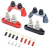 Recoil S2P-38 Busbar Dual 3/8” Studs Terminal Power Distribution Block with Ring Terminals Pair...