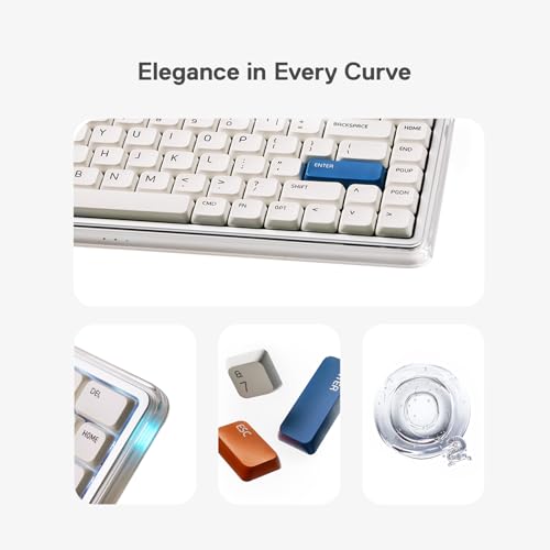 Image of MelGeek O2 Wireless Silent Keyboard 75% Compact, Low Profile, Hot-Swappable Linear Switches, Bluetooth /2.4GHz /USB-C for Mac, Windows
