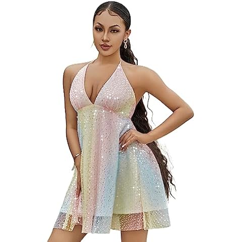 Geagodelia Women's Backless Sequin Mini Dress Cover