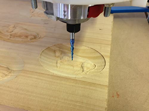Xuanfeng Ballnose Upcut Cnc Spiral Router Bit 1/4" Shank 2D & 3D Carving 3.6 Deg Tapered End Mill Blue Naco Coated Size: 1/16"X 1-1/2"X1/4"X3" Stq455 #TOP3