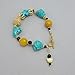 Handmade Turquoise & Honey Jade Bracelet with Gold Vermeil Accents.