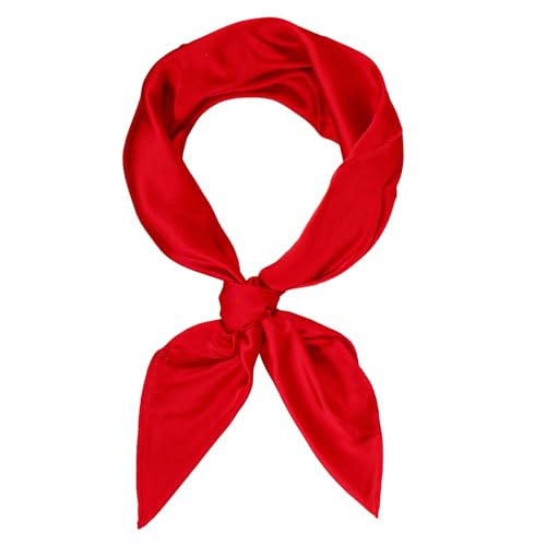 Bliceon Square Satin Silk Scarf Women Plain Neck Bandanas 50s Retro Women Lightweight Scarf Large Square Satin Headscarves Red Accessories for Womens (70x70cm)