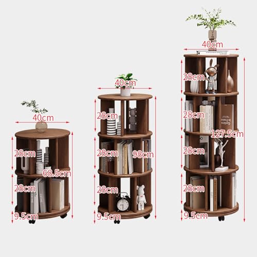 Librería giratoria de 4 niveles con ruedas mueble de madera maciza 40x40 cm 2