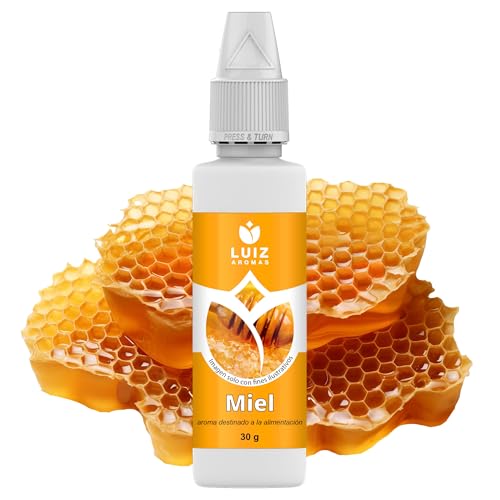 LUIZ AROMAS | Aroma Miel - Aroma Alimentario en Gotas para dulces de Hornear, Pasteles, Bizcochos y Tartas | Producto Vegano sin Calorías y sin Azucar | Producto 100% Italiano (30g)