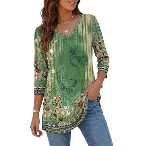 Rapbin Spring Tops for Women Dressy 3/4 Sleeve V Neck T Shirts Business Casual Tops for Women 2026