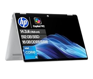 HP OmniBook 5 Flip 2‑in‑1 Laptop (14 Zoll 2K Touchscreen, Intel Core i5-1334U, 16GB RAM, 512GB, Win 11, QWERTZ) - Silber