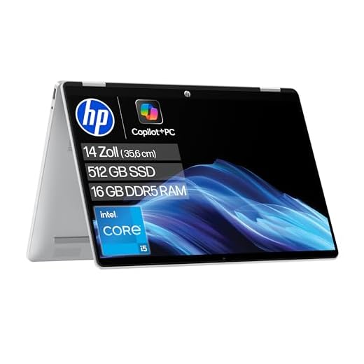 HP OmniBook 5 Flip 14-fp0254ng 2 in 1 Convertible Laptop, 14 Zoll 2K-Touchscreen (1920 x 1200), Intel Core i5-1334U, 16 GB RAM, 512 GB SSD, QWERTZ, Windows 11 Home, Silber