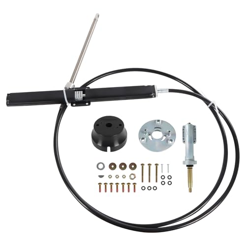 CARMOCAR Back Mount Rack Outboard Steering Kit 12FT SS14112 replacecment for Teleflex & Safe-T Includes Rack Helm 12 Feet Steering Cable 90 Degree Bezel Kitfor Sterndrive I/O Outboard & Ski Boats