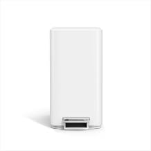 simplehuman Slim Step Can, 9L / 2.4 Gallon Primary Bathroom Trash Can, Liner Pocket, Sleek Internal Hinge, 150,000-Step All-Steel Pedal, Lid Shox Silent Close, White Steel
