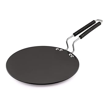 Aramex Hard Anodized Cookware Induction Base 9 inches Tawa with SS Handle, Thick 3.9mm