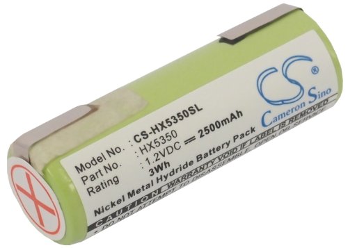 2500mAh Battery Replacement for Philips HX5350, HX5751, HX5752,HX9342, Serien AirFloss, CleanCare, Essence, Extreme, FlexCare, HealthyWhite PowerUp, SensiFlex, Sonicare Battery