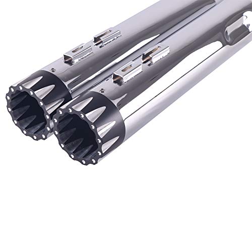 SHARKROAD Chrome 4.5\" Large Outlet Slip Ons Muffler Exhaust For Harley Davidson Touring 2017-2020, Deep Bass Throaty Sound Harley Muffler. Fit Street Glide, Road Glide, Road King, Electra Glide, 26CB - Thumbnail 2