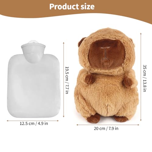 YANGUN Wärmflasche Kinder, Capybara Kuscheltier, Süße Wärmflasche Tier mit Bezug, Hot Water Bag, Herausnehmbarer Innenbehälter, Wärmeflasche Kuschelig für Kinder & Erwachsene