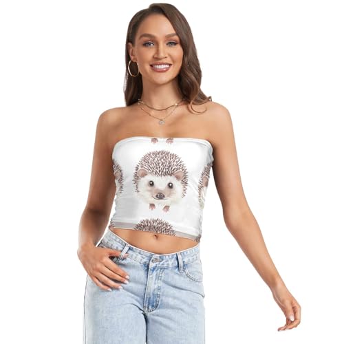 Cute Hedgehogs Women's Crop Tops Comfy Strapless Bras for Women Bra Cover for Teen Girls Nursing