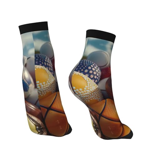 SSIMOO Sports Ball Print Superior Straight Tube Socks,Perfect For Sports Casual Wear4