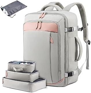 LOVEVOOK Travel Backpack, Carry On Bag Cabin Size for Women, Waterproof Suitcase Backpacks Fit 15.6 Inch Laptop, Flight Approved Rucksack for Weekend Overnight Hiking Business Airplanes, Grey