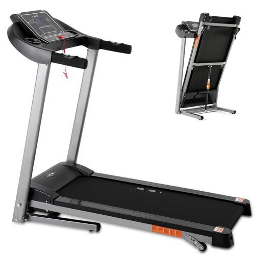 ISE Tapis de Course Inclinable Pliable, Tapis de Marche Inclinable Pliable Motorise Puissant, Tapis de Parcours Professionnel 12P/14KM/H, Tapis Marche Inclinable avec LCD, Tapis Course Compact