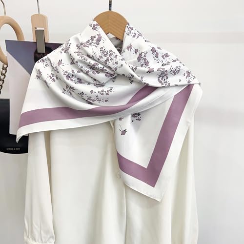 Image of Printed Poly Silken feel Scarf Stole for Women | Stylish, Soft, & Lightweight | Satin Feel Neck Scarf, Hair Scarf, Head Scarf for Women | Square Silk Stole for Handbag
