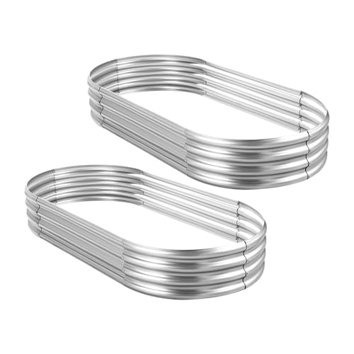 Land Guard Galvanized Metal Raised Garden Bed with Solar Garden