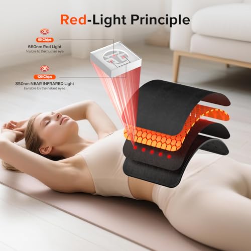 Image of Cordless Red Light Therapy Belt, 3000mAh Battery Rechargeable Magnetic LED Screen Controller, Portable & Cordless, 12.4 inch * 5.7 inch Cordless Infrared Red Light Therapy for Body Back Knee Leg